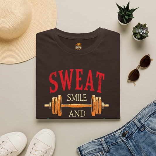 Sweat Smile and Repeat T-Shirt — Motivational Gym Workout Tee