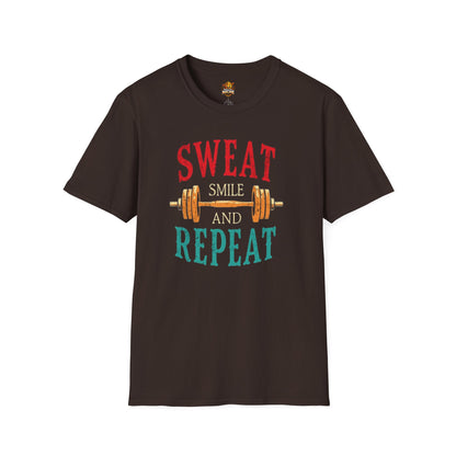 Sweat Smile and Repeat T-Shirt — Motivational Gym Workout Tee
