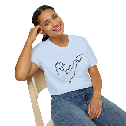 Dog Paw Fist Bump T-Shirt — Minimal Line Art Pet Lover Tee