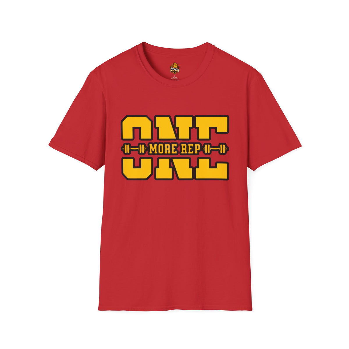 Gym Shirt — "one More Rep" Bold Barbell Fitness Tee front design