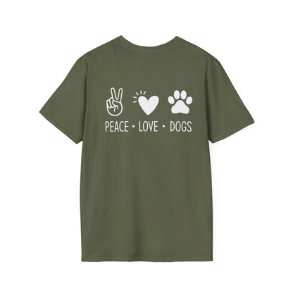 Dog Lover T-Shirt — "Peace • Love • Dogs" Minimal Line Art Tee