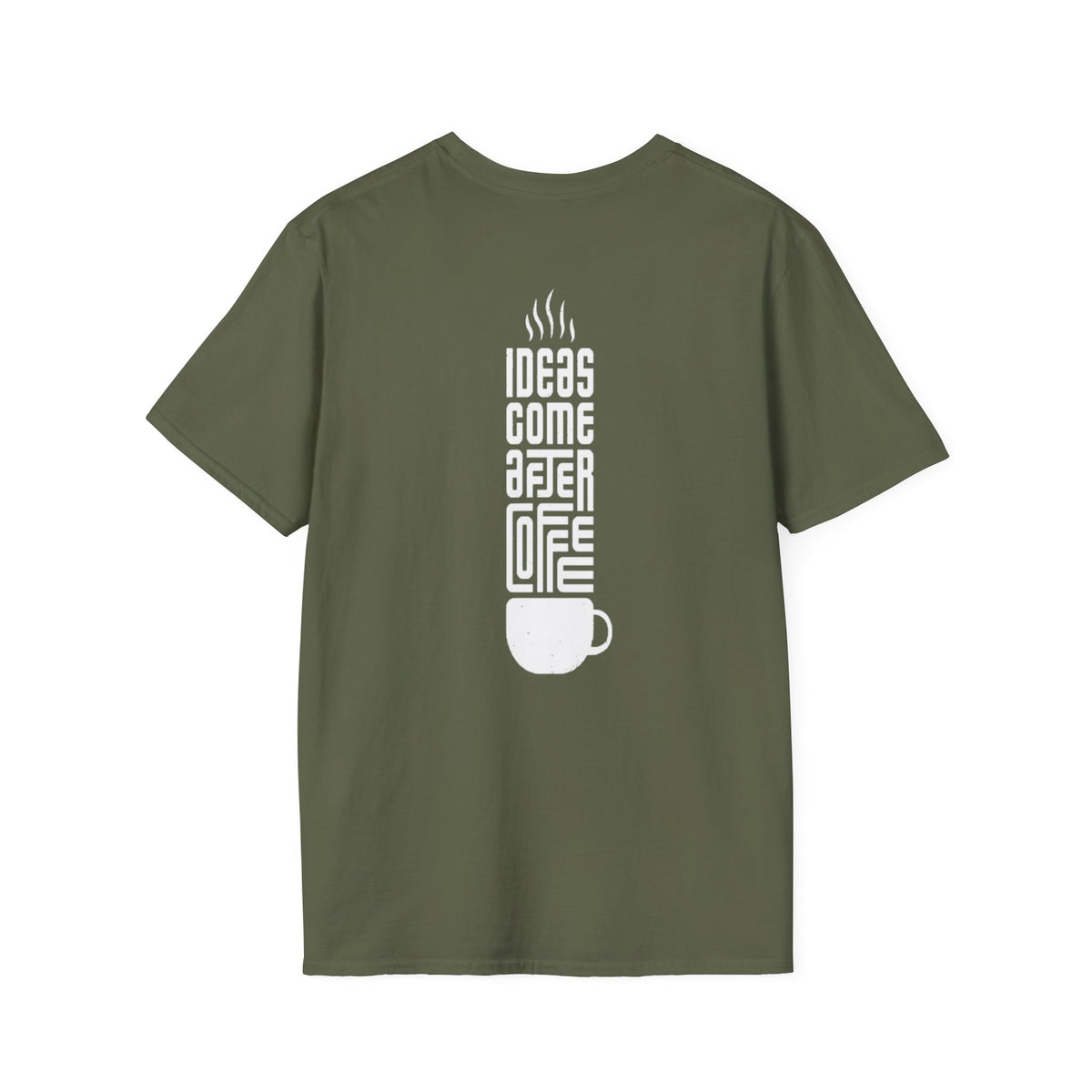 Coffee T-Shirt — "Ideas Come After Coffee" Minimal Pocket Graphic
