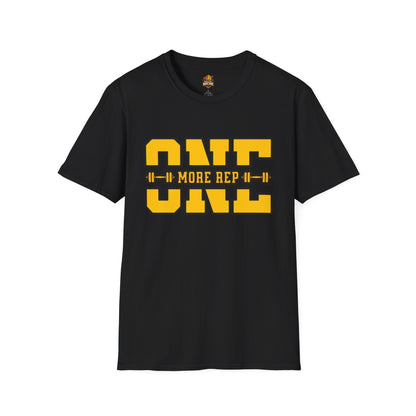 Gym Shirt — "one More Rep" Bold Barbell Fitness Tee front design