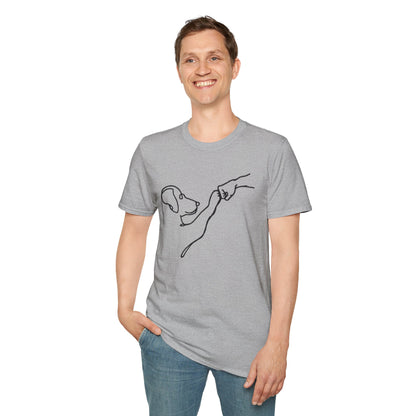 Dog Paw Fist Bump T-Shirt — Minimal Line Art Pet Lover Tee