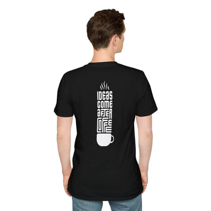 Coffee T-Shirt — "Ideas Come After Coffee" Minimal Pocket Graphic