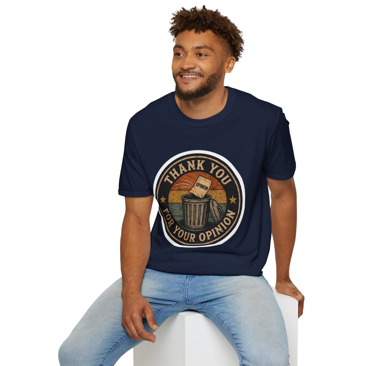 Thank You For Your Opinion T-Shirt — Funny Vintage Trash Can Graphic Tee