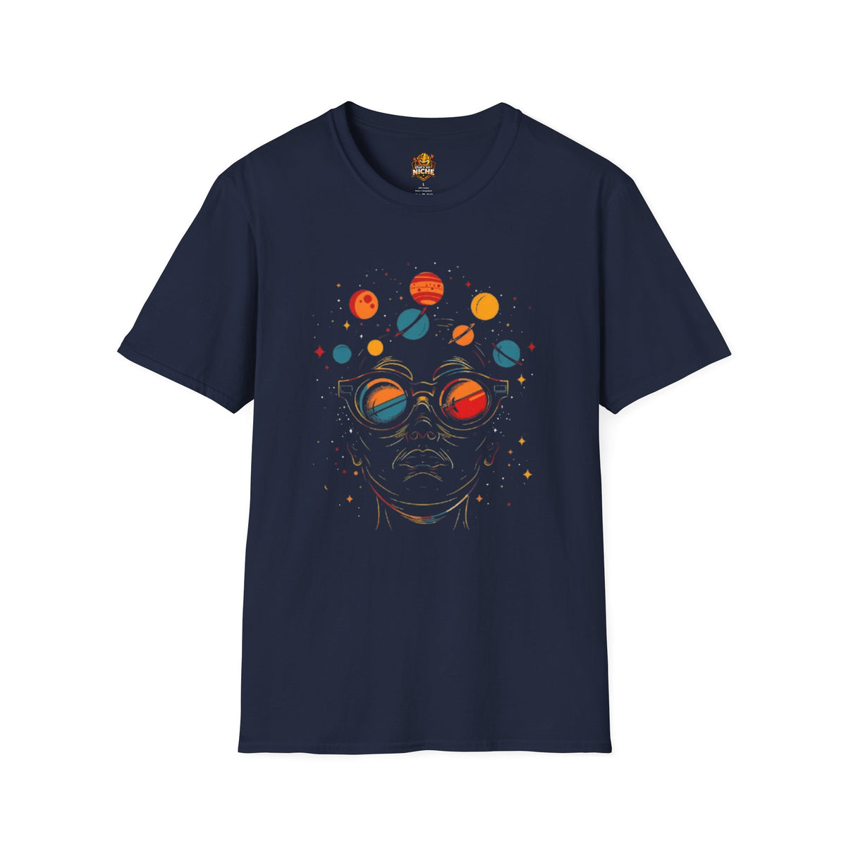Cosmic Vision T-Shirt — Retro Planets Sunglasses Space Tee