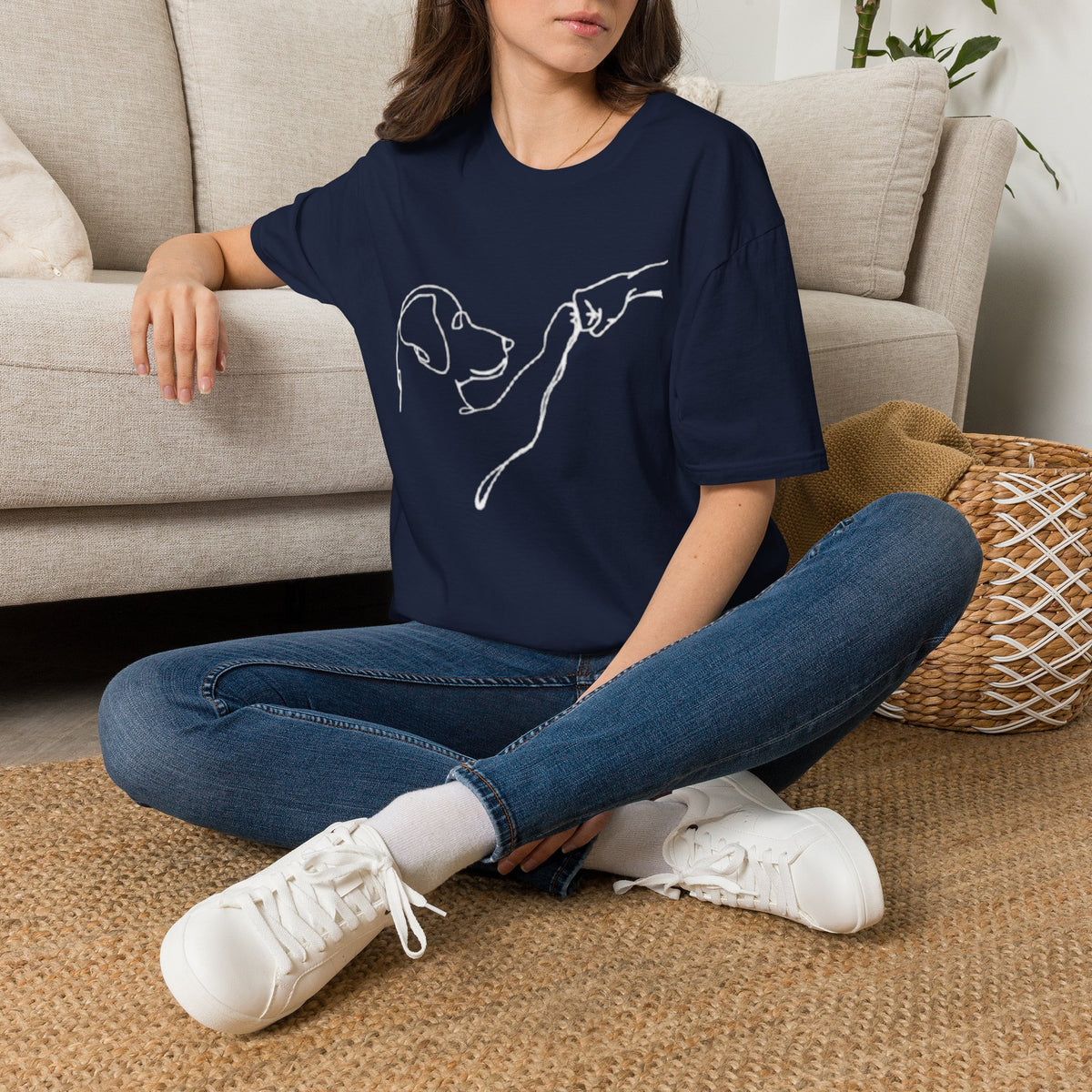 Dog Lover T-Shirt — "Peace • Love • Dogs" Minimal Line Art Tee
