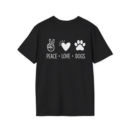 Dog Lover T-Shirt — "Peace • Love • Dogs" Minimal Line Art Tee