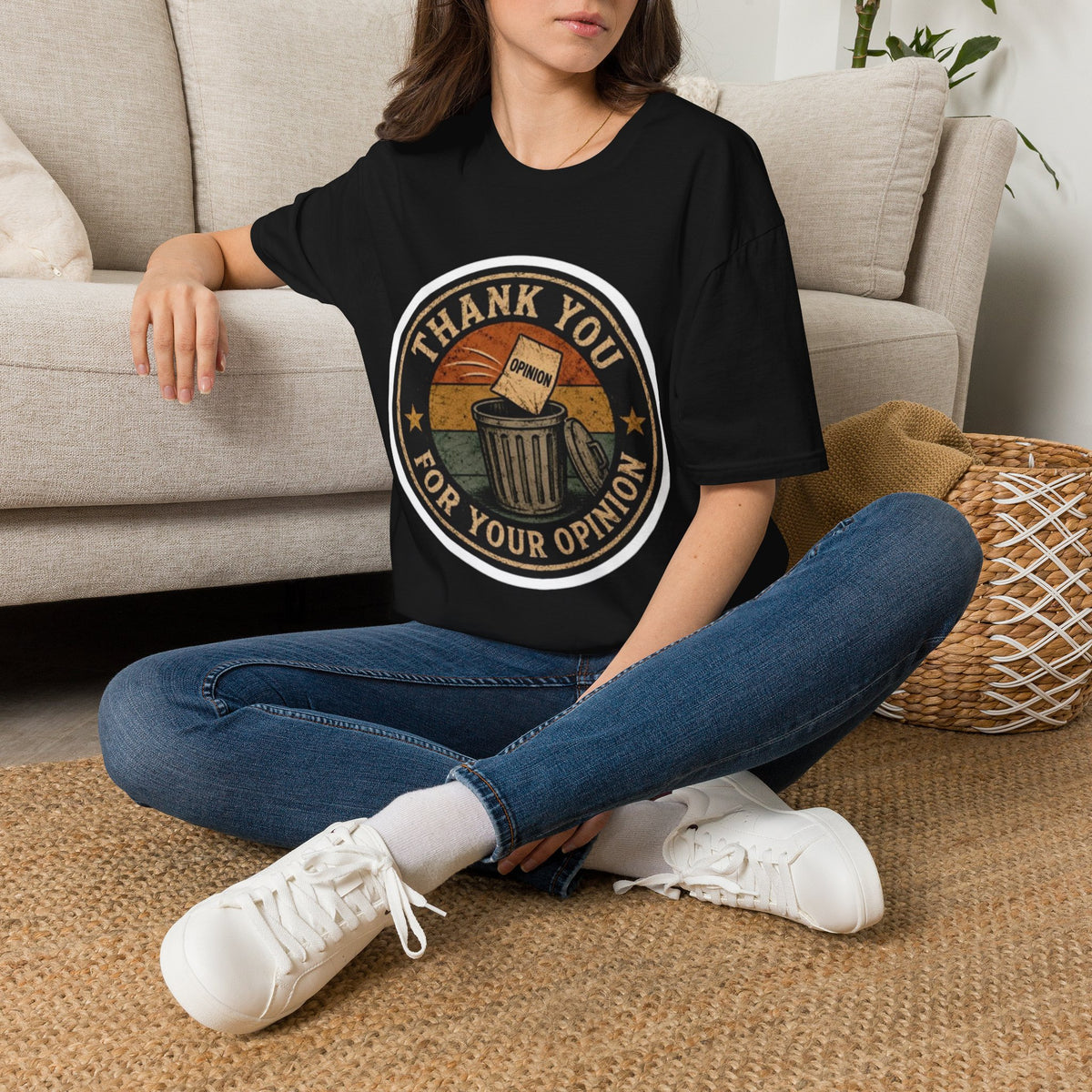 Thank You For Your Opinion T-Shirt — Funny Vintage Trash Can Graphic Tee