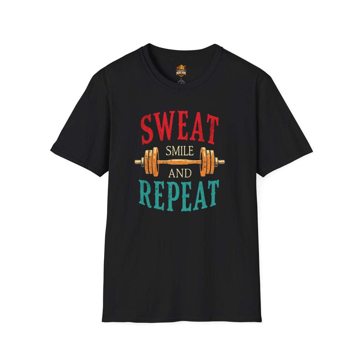 Sweat Smile and Repeat T-Shirt — Motivational Gym Workout Tee