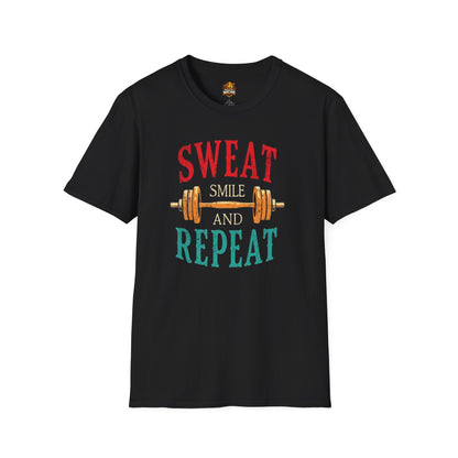 Sweat Smile and Repeat T-Shirt — Motivational Gym Workout Tee