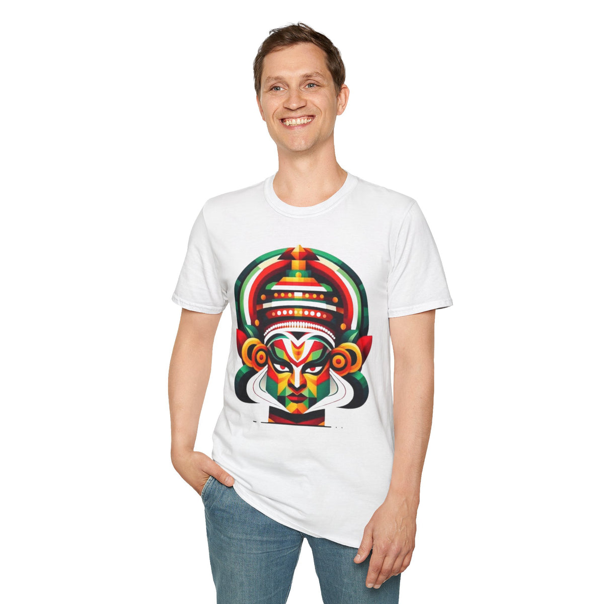 Kathakali Mask T-Shirt — Colorful Indian Dance Face Art Tee