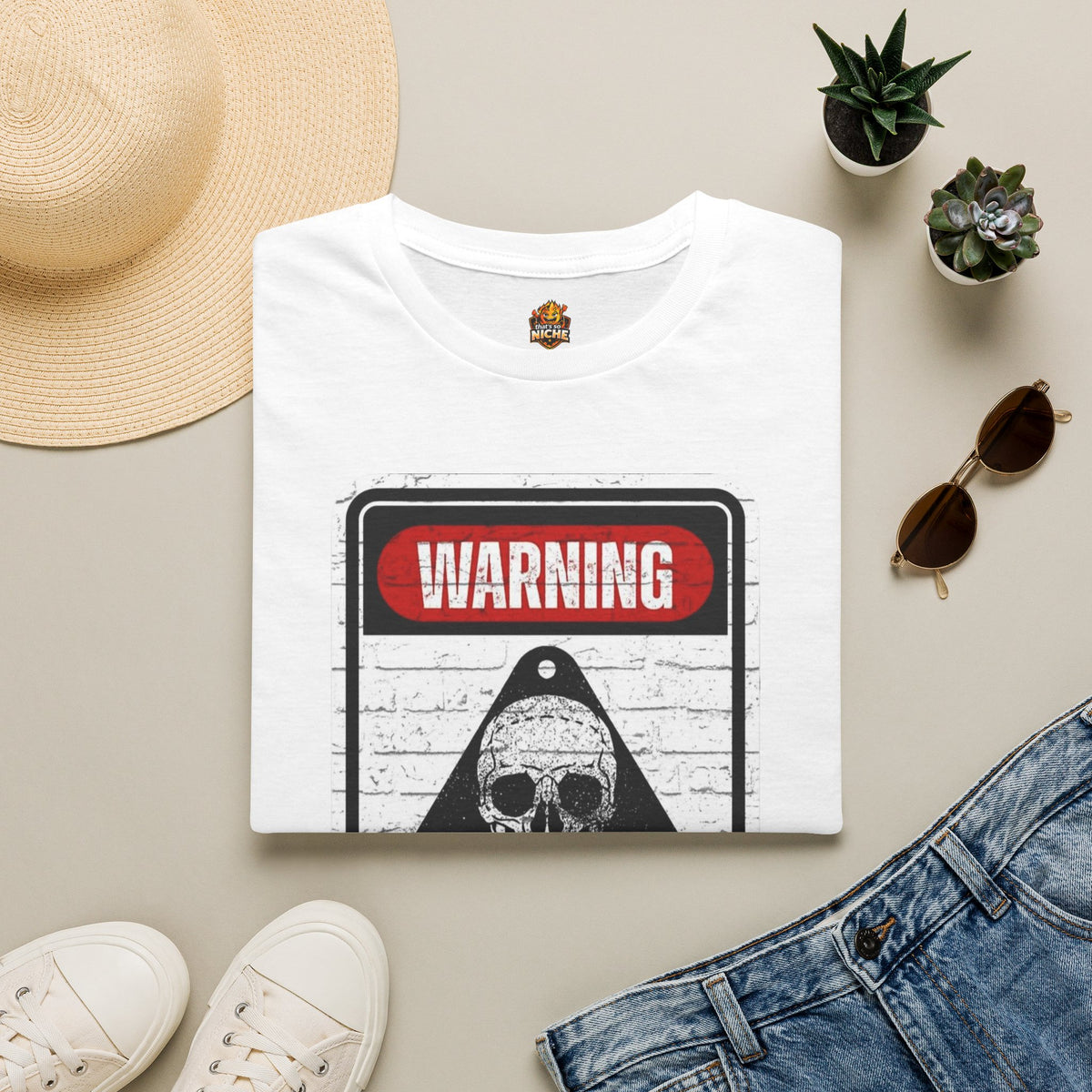 Warning Mentally Unstable T-Shirt — Distressed Skull Graphic Tee