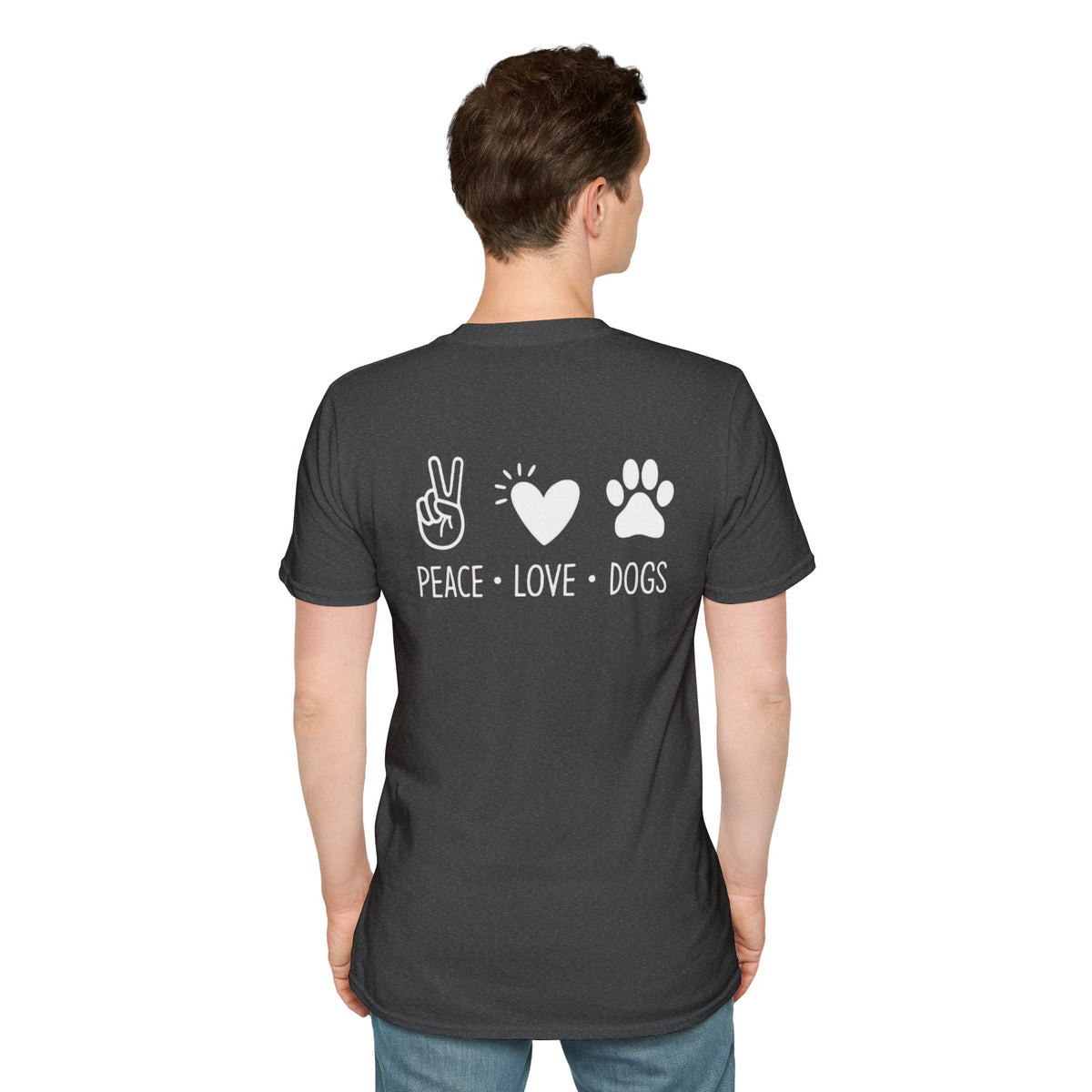 Dog Lover T-Shirt — "Peace • Love • Dogs" Minimal Line Art Tee
