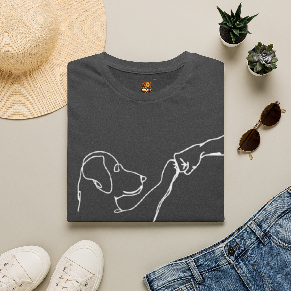 Dog Lover T-Shirt — "Peace • Love • Dogs" Minimal Line Art Tee
