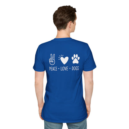 Dog Lover T-Shirt — "Peace • Love • Dogs" Minimal Line Art Tee