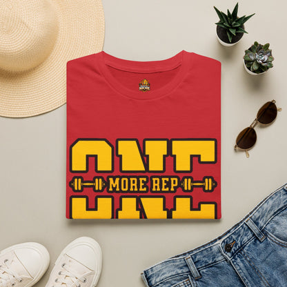 Gym Shirt — "one More Rep" Bold Barbell Fitness Tee front design