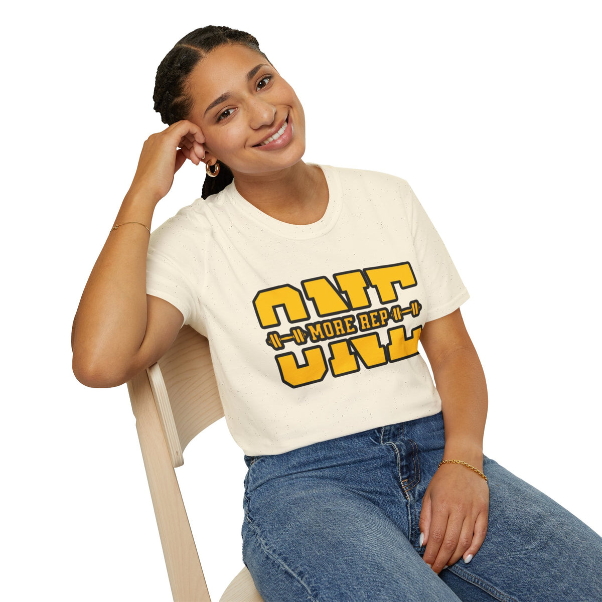 Gym Shirt — "one More Rep" Bold Barbell Fitness Tee front design