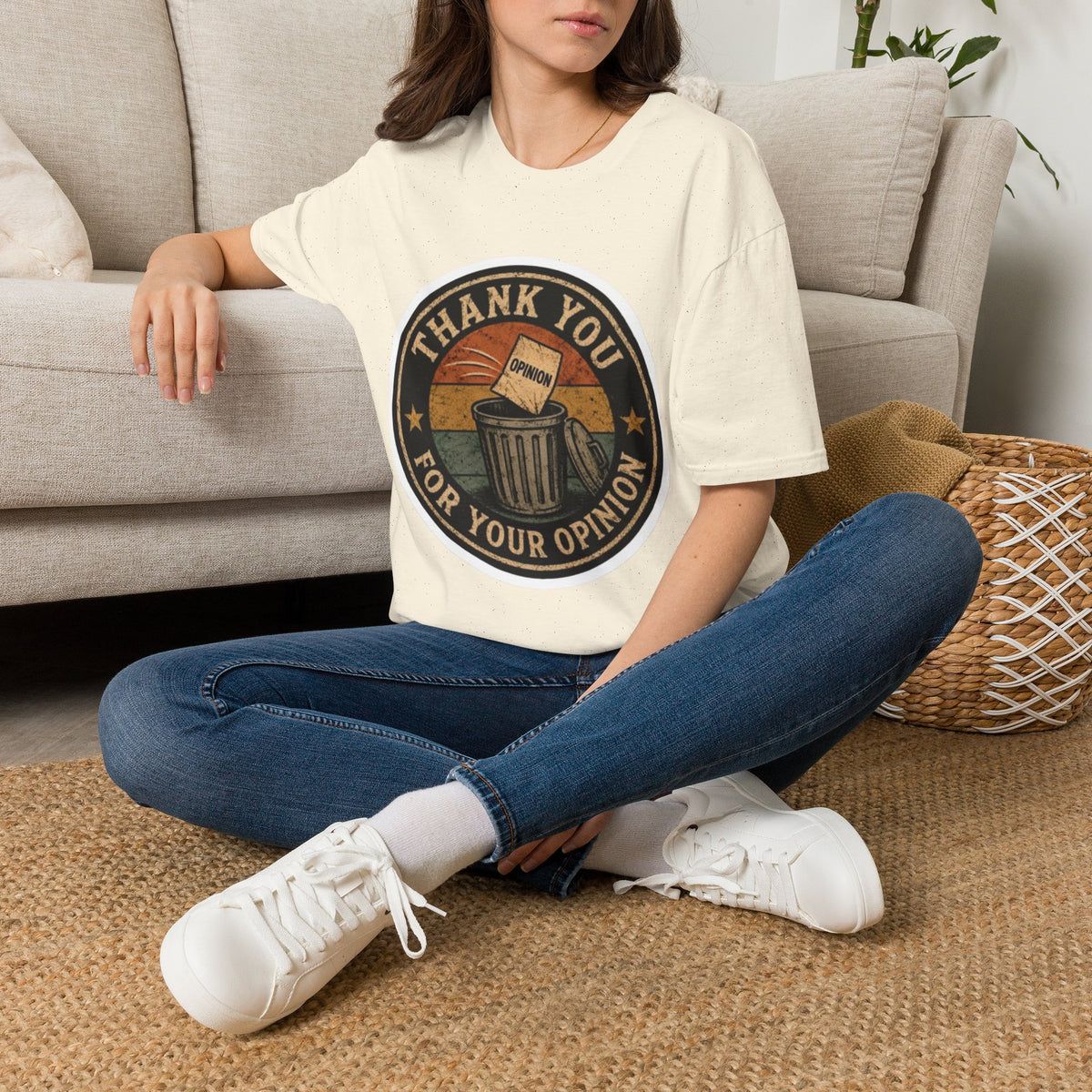 Thank You For Your Opinion T-Shirt — Funny Vintage Trash Can Graphic Tee