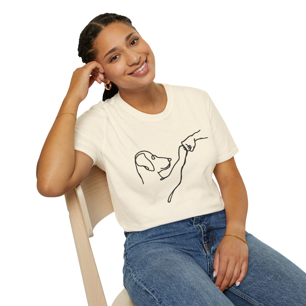 Dog Paw Fist Bump T-Shirt — Minimal Line Art Pet Lover Tee