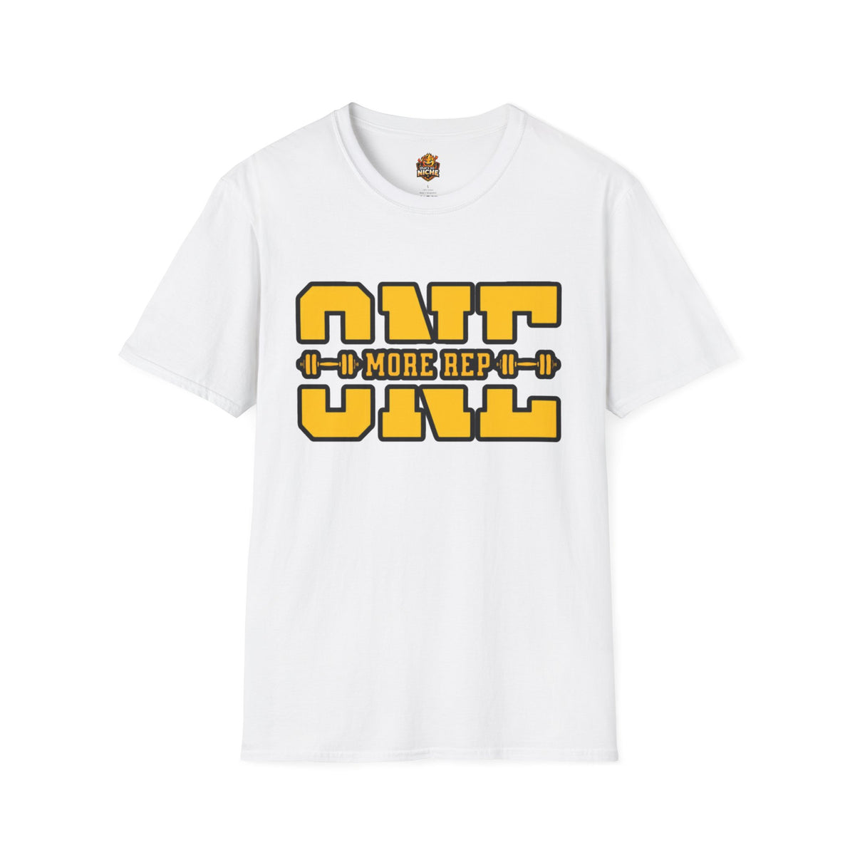 Gym Shirt — "one More Rep" Bold Barbell Fitness Tee front design