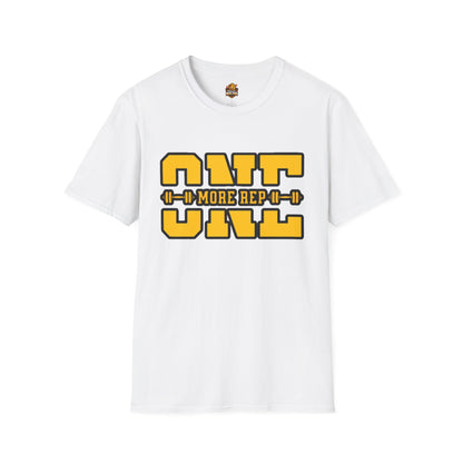 Gym Shirt — "one More Rep" Bold Barbell Fitness Tee front design