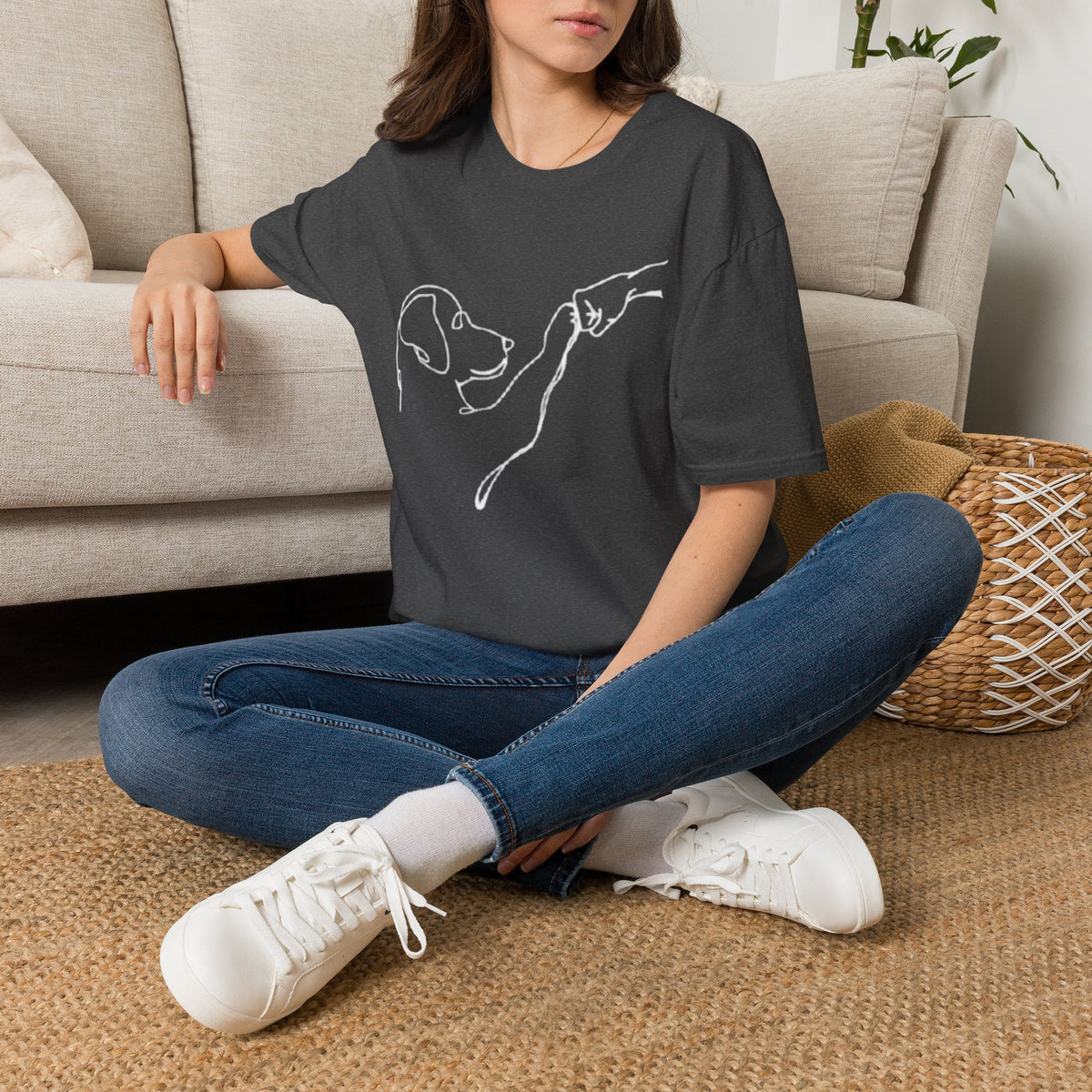 Dog Lover T-Shirt — "Peace • Love • Dogs" Minimal Line Art Tee
