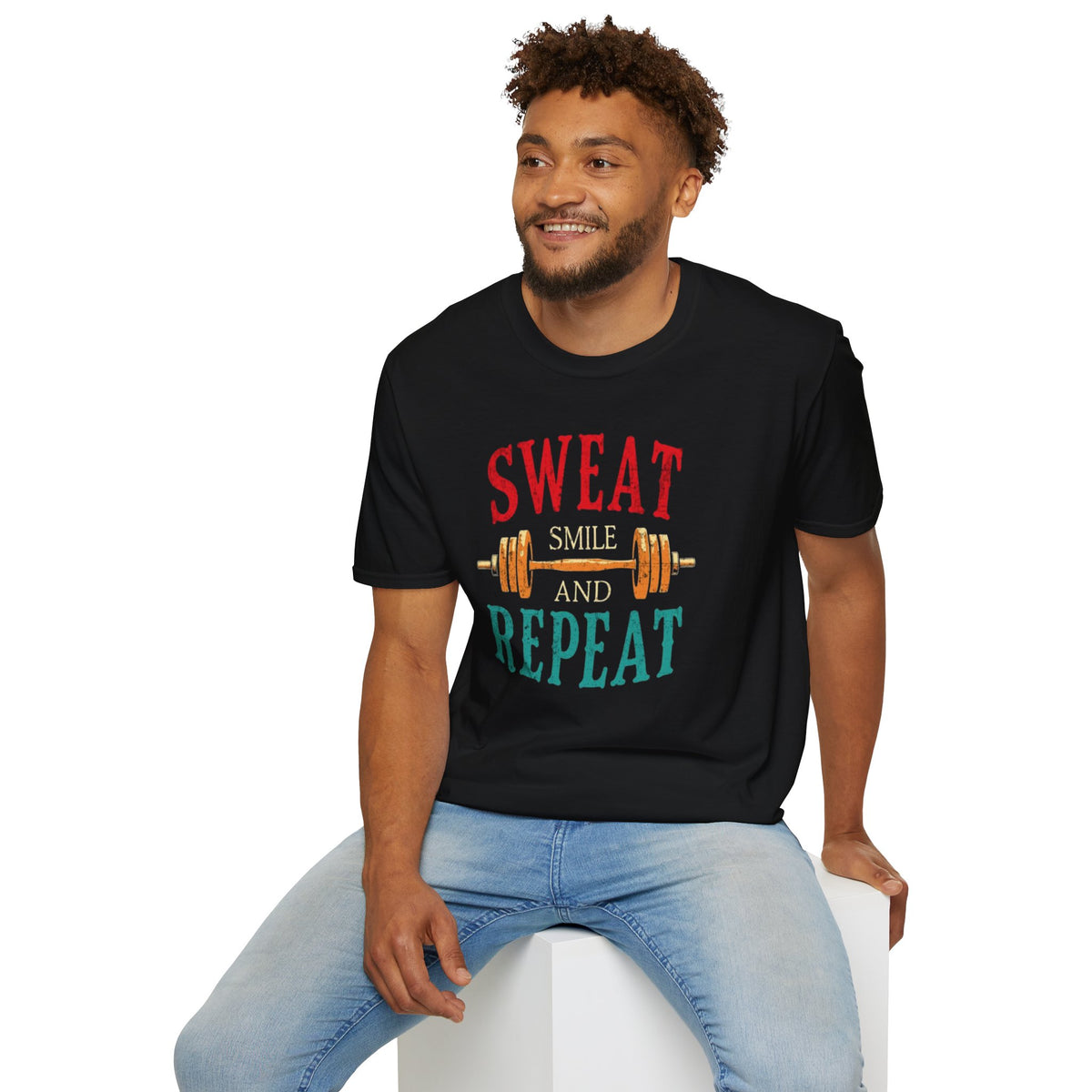 Sweat Smile and Repeat T-Shirt — Motivational Gym Workout Tee