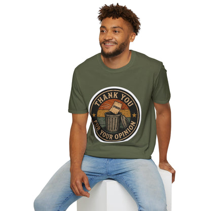 Thank You For Your Opinion T-Shirt — Funny Vintage Trash Can Graphic Tee