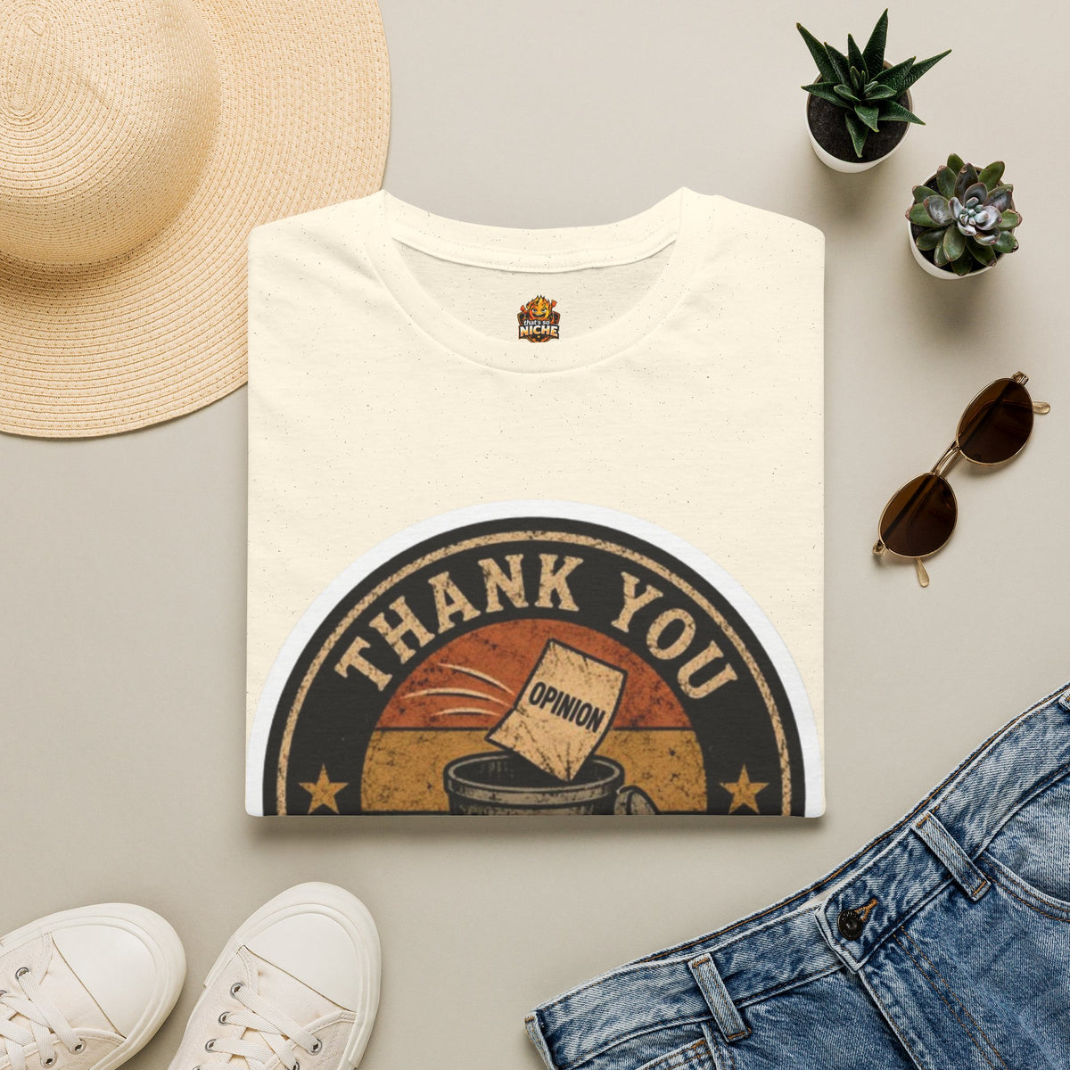 Thank You For Your Opinion T-Shirt — Funny Vintage Trash Can Graphic Tee