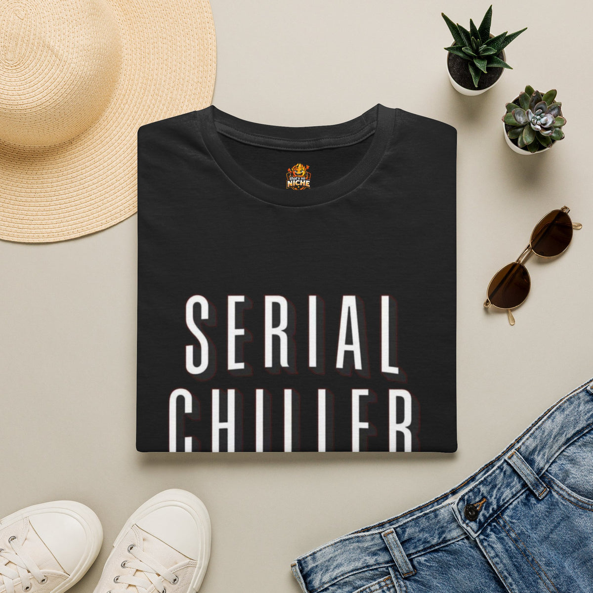 Serial Chiller T-Shirt — Relaxed Graphic Tee with Bold Retro Lettering
