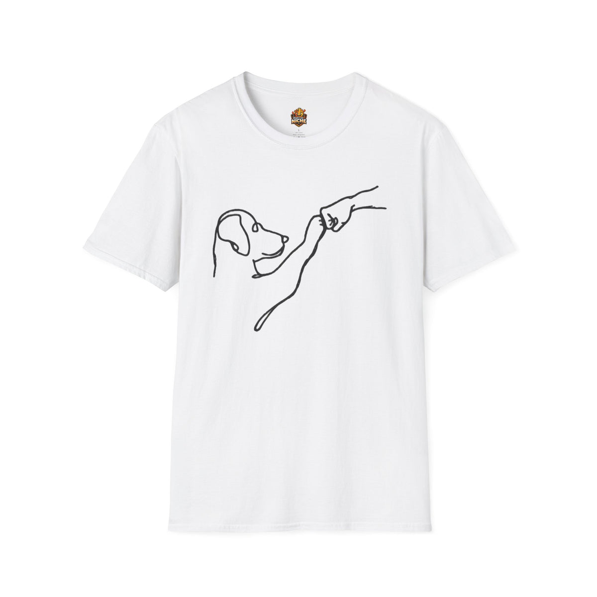 Dog Paw Fist Bump T-Shirt — Minimal Line Art Pet Lover Tee