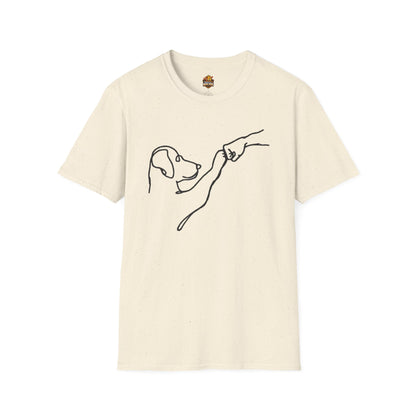 Dog Paw Fist Bump T-Shirt — Minimal Line Art Pet Lover Tee