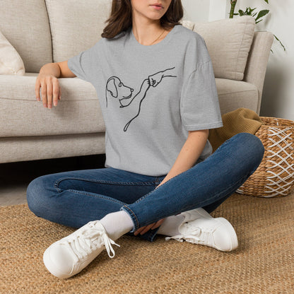 Dog Paw Fist Bump T-Shirt — Minimal Line Art Pet Lover Tee