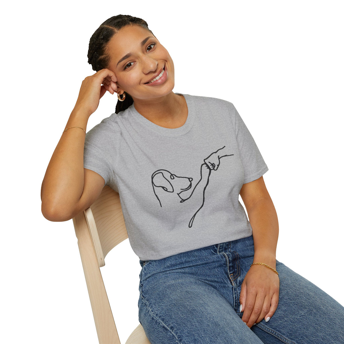 Dog Paw Fist Bump T-Shirt — Minimal Line Art Pet Lover Tee