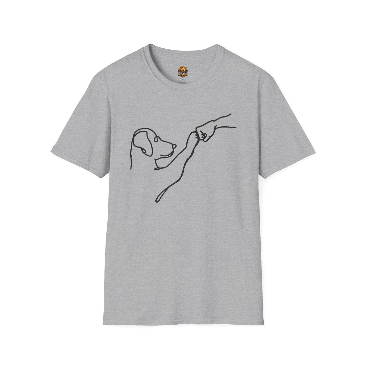 Dog Paw Fist Bump T-Shirt — Minimal Line Art Pet Lover Tee