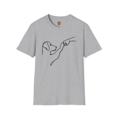 Dog Paw Fist Bump T-Shirt — Minimal Line Art Pet Lover Tee