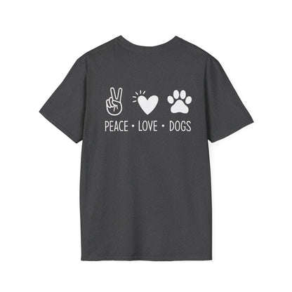 Dog Lover T-Shirt — "Peace • Love • Dogs" Minimal Line Art Tee