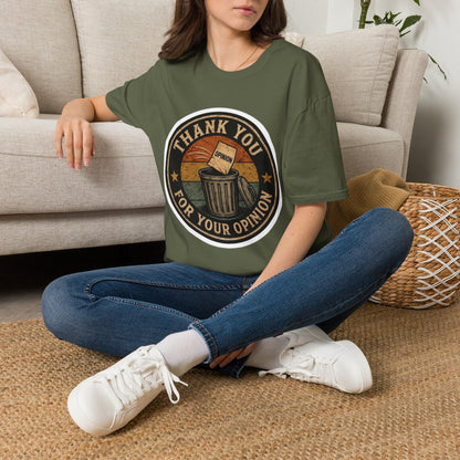 Thank You For Your Opinion T-Shirt — Funny Vintage Trash Can Graphic Tee