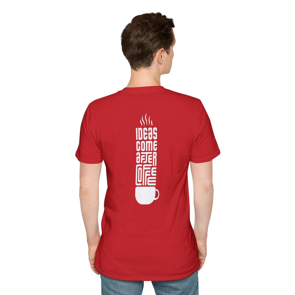 Coffee T-Shirt — "Ideas Come After Coffee" Minimal Pocket Graphic