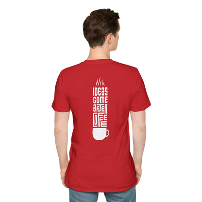 Coffee T-Shirt — "Ideas Come After Coffee" Minimal Pocket Graphic
