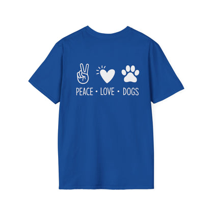 Dog Lover T-Shirt — "Peace • Love • Dogs" Minimal Line Art Tee