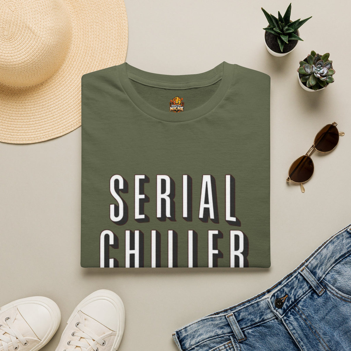 Serial Chiller T-Shirt — Relaxed Graphic Tee with Bold Retro Lettering