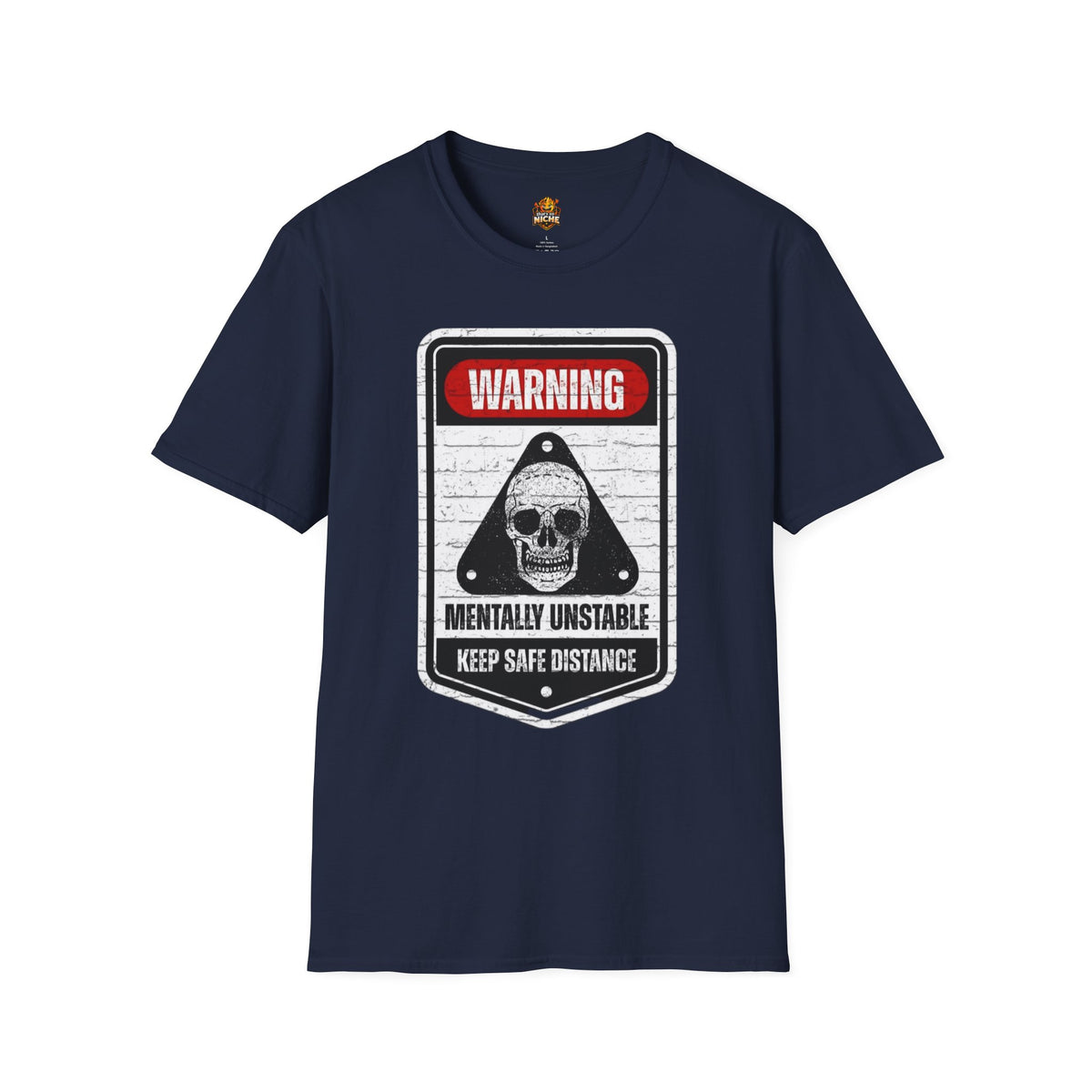 Warning Mentally Unstable T-Shirt — Distressed Skull Graphic Tee
