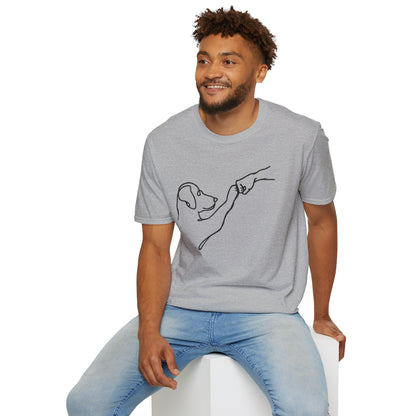 Dog Paw Fist Bump T-Shirt — Minimal Line Art Pet Lover Tee
