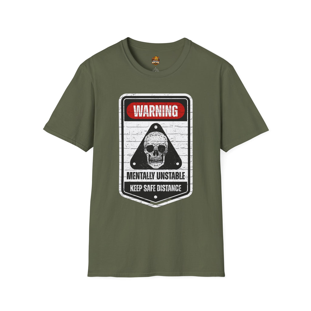 Warning Mentally Unstable T-Shirt — Distressed Skull Graphic Tee