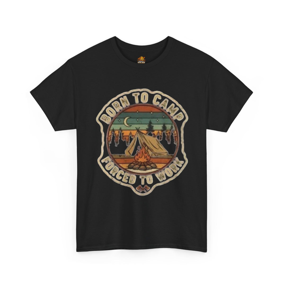 Born to Camp, Forced to Work Camping T‑Shirt — Retro Outdoors Tee