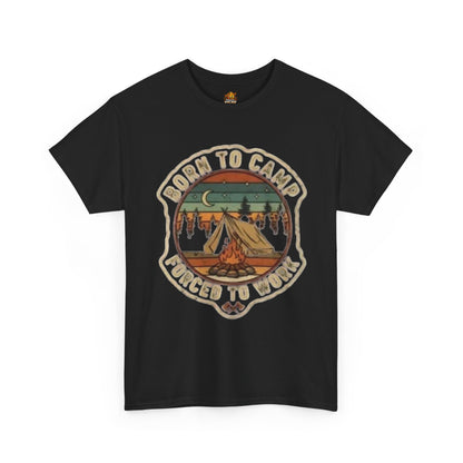 Born to Camp, Forced to Work Camping T‑Shirt — Retro Outdoors Tee
