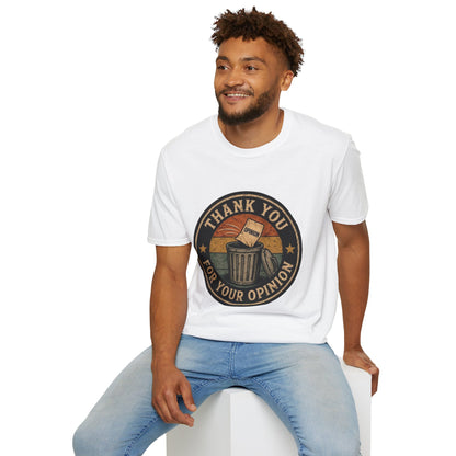 Thank You For Your Opinion T-Shirt — Funny Vintage Trash Can Graphic Tee